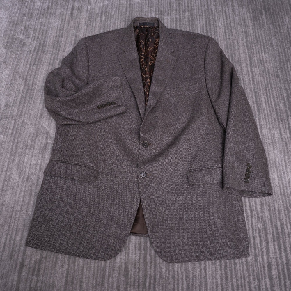Macy's Men's Store Sport Coat Mens Brown Excellent Wool Cashmere Herringbone